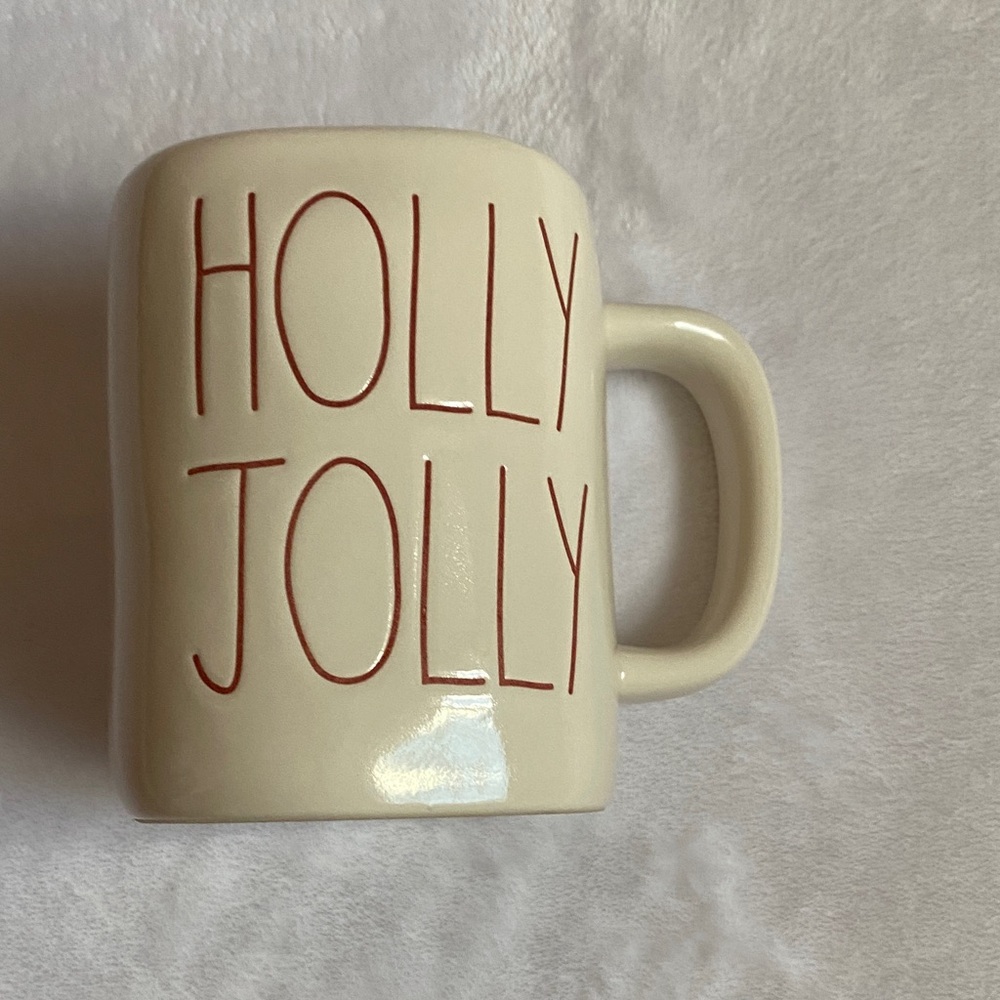 Rae Dunn Cream and Red 'Holly Jolly' Mug